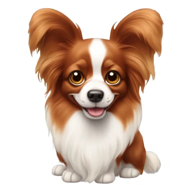 Red and white papillon dog  sticker