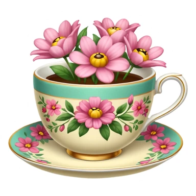 Floral print teacup  sticker