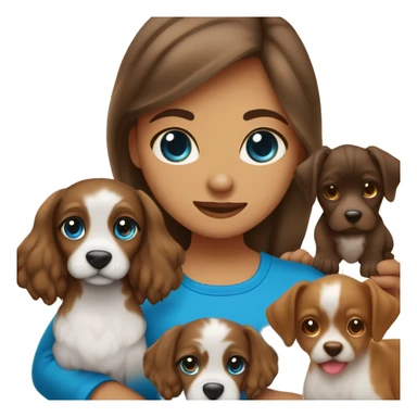 criança menina  de olhos castanhos cabelo marrom claro nas costas pele clara com um cachorro caramelo e dois peixes um vermelho e o outro azul. sticker