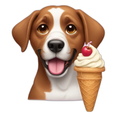 A dog eat a ice cream sticker
