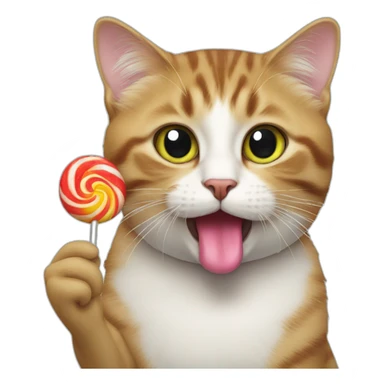 cat licking a lollipop sticker
