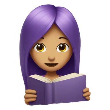 purple hair girl hiding behind a book sticker