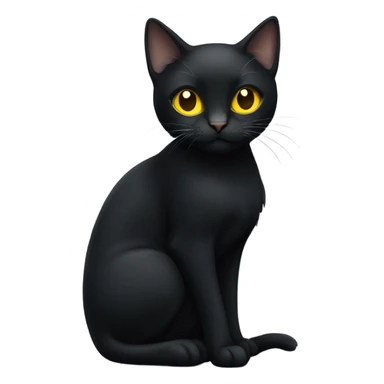 black cat with yellow eyes sitting forward sticker