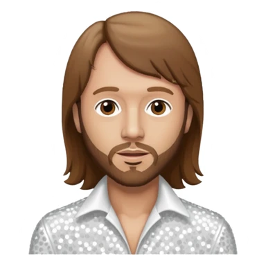 Maurice Gibb from Bee Gees with long brown hair, white sequin outfit  sticker