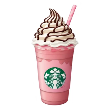 Strawberry Starbucks frappe with strawberry jam at the bottom with whipped cream and chocolate drizzle sticker