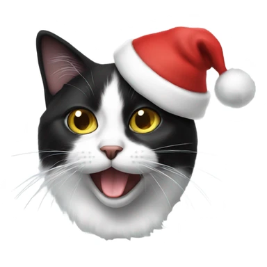 Black and white cat with Santa hat sticker