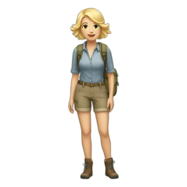 20s blonde woman Hiking (full body) sticker