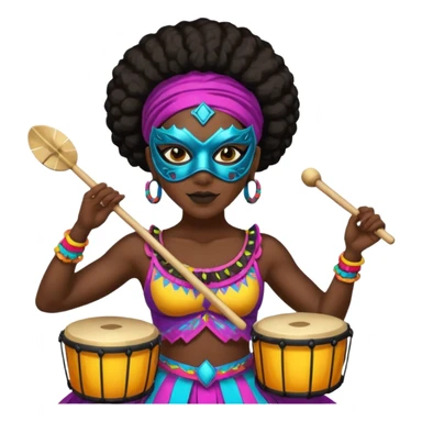 Masked Festival Drummer black woman sticker