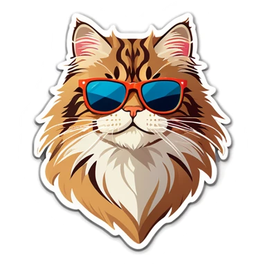 Siberian cat with sunglasses sticker