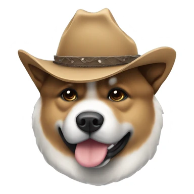 akita with dark face wearing cowboy hat sticker