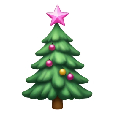 Christmas tree with a pink star sticker