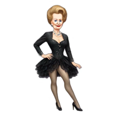 Margaret Thatcher as a burlesque Dancer dress sticker