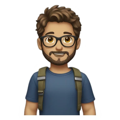 boy with spects and beard normal hair shirt of avengers sticker