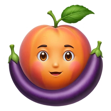 Peach sit on eggplant sticker