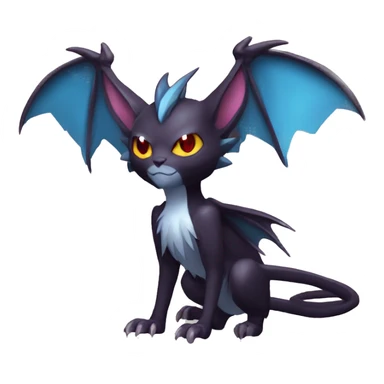  Kawaii Edgy Cool Vampiric Beautiful Noivern-Nargacuga-Litten with big Bat Ears full body sticker