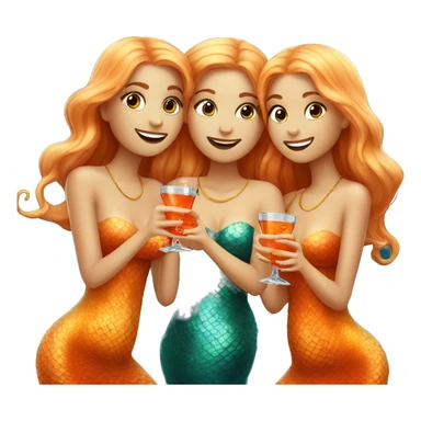 Three beautiful mermaids drinking aperol  sticker