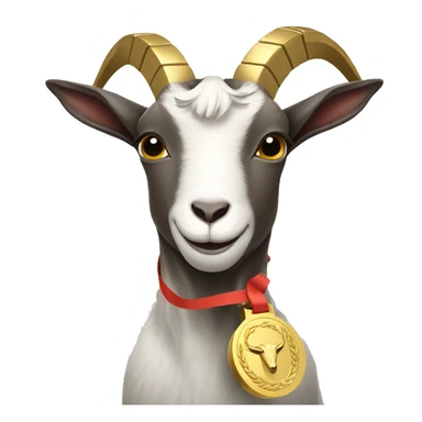 Goat with a gold medal sticker