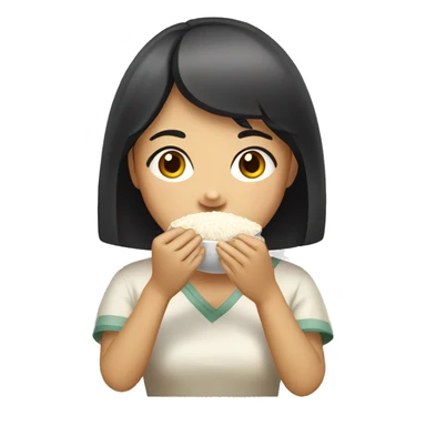 asian girl eating rice  sticker