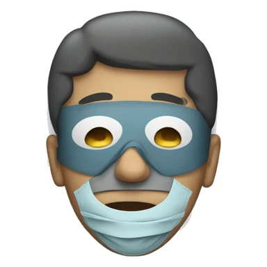 A man have mask and sleeping on bed sticker