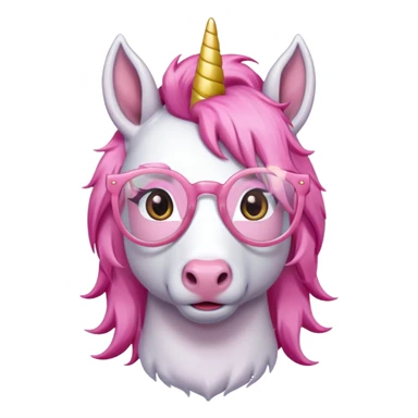 unicorn with glasses and pink hair sticker