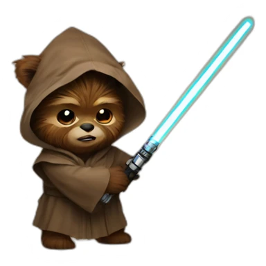 Ewok with lightsaber sticker