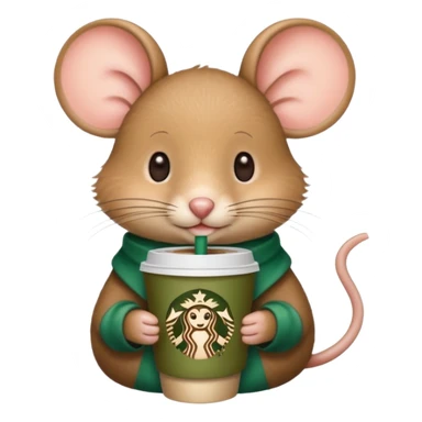 mouse holding a Starbucks cup sticker