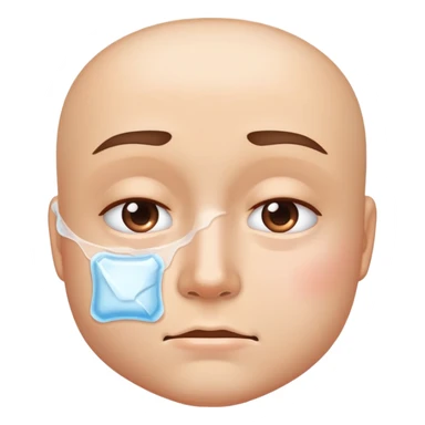 Face with one swollen cheek with square ice pack applied to it sticker