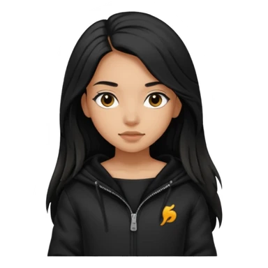  Siyah uzun saçlı ceket giyen esmerimsi kız fazla esmer değil siyah ceket  polar ceket ceket gevşek biraz omzundan çıkıyormuş gibi ve bugday ten rengi sticker