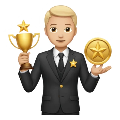 20 blue background awarrd with 3 people sticker