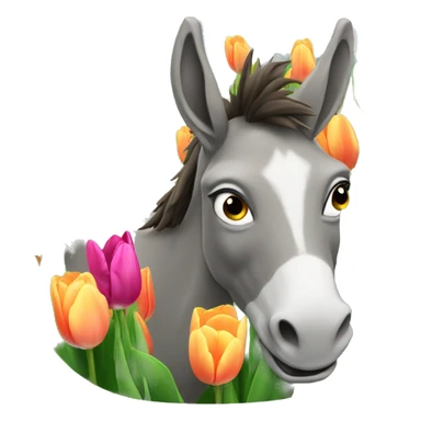 donkey with a tulipe sticker