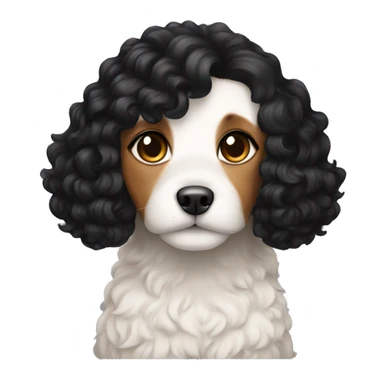 A beautiful girl with black hair with a cavoodle sticker