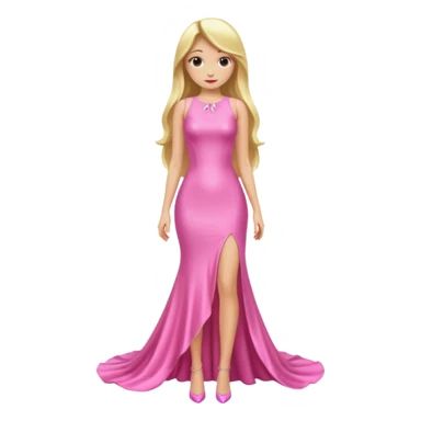 woman long blonde hair pink shiney dress full body sticker
