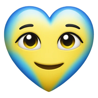 Shiny Yellow and blue ombré heart sticker