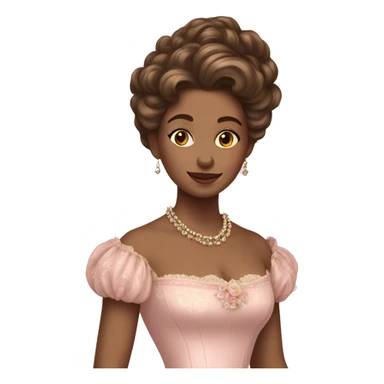 vintage rococo mixed woman with brown hair in a light pink gown  sticker