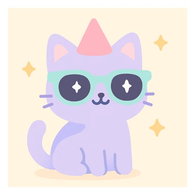 cute animal like a cat or dog wearing a party hat and sunglasses, ready for Friday fun sticker