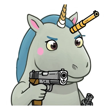 Unicorn with gun sticker