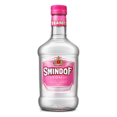 Realistic clear smirnoff bottle with pink lid and label. sticker