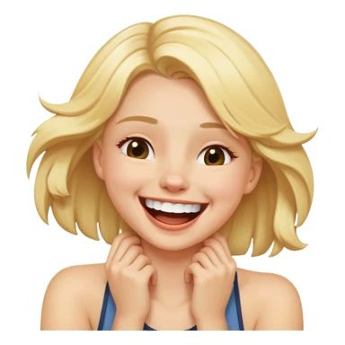 blonde girl holding her neck and laughing  sticker