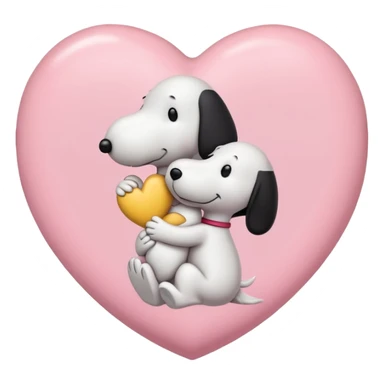 pastel pink heart with snoopy hugging woodstock in it sticker