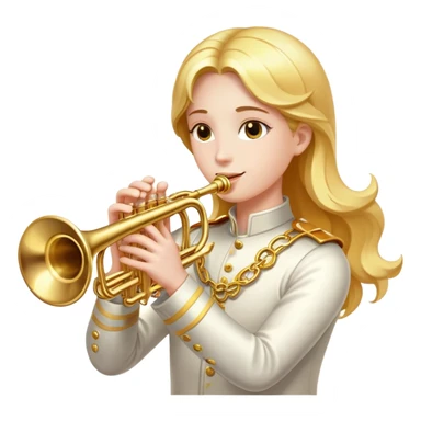Cinematic Realistic Trumpet, polished brass with warm golden reflections, intricate valve details subtly highlighted, soft hands pressing the keys, glowing with bold and triumphant musical energy. sticker