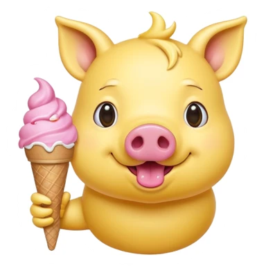 yellow pig with ice cream sticker