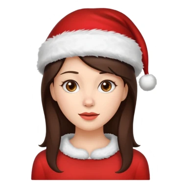 brunette woman with wearing Santa sticker
