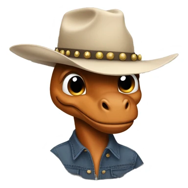 F dinosaur meme with a cowboy hat sticker