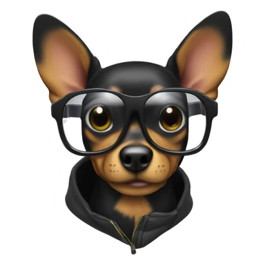 Black Mini pincher with snowboard glasses  sticker