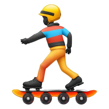 un rollerblade in linea di colore nero sulla strada con le ruote che vanno a fuoco  sticker