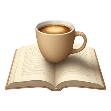 Beige cup of coffee, standing on a beige open Book, aesthetic, cozy  sticker