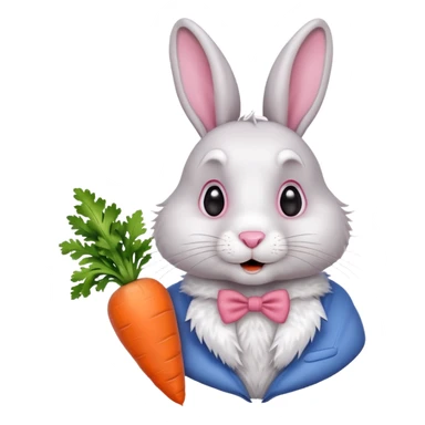 A rabbit nibbling on a carrot, surprised by the flavor, portrait, bust up sticker