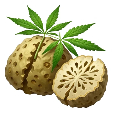 slices of white truffle with cannabis leaf sticker
