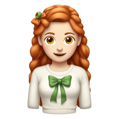 Red-haired girl with bow in hair with pale skin white sweater sticker