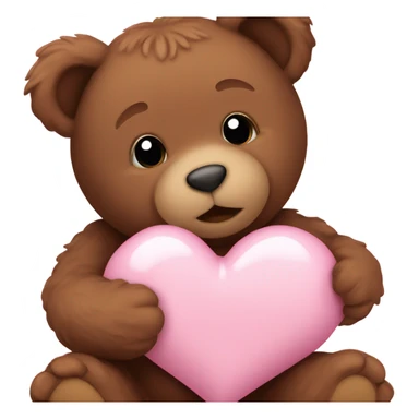 Baby pink heart with a baby brown teddy bear sticker